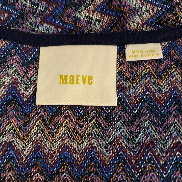 Anthropologie Brand Maeve Westwater Chevron Knit Drop Waist Dress, Purple, Med. - Picture 8 of 10